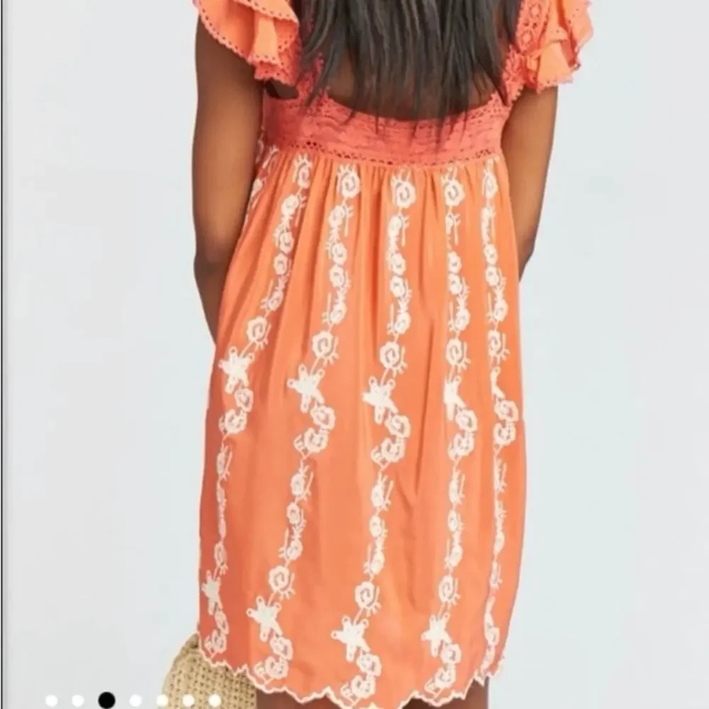 Show Me Your MuMu Blushing Lace Coral Floral 100% Silk Mini Dress Size Medium - Picture 2 of 7